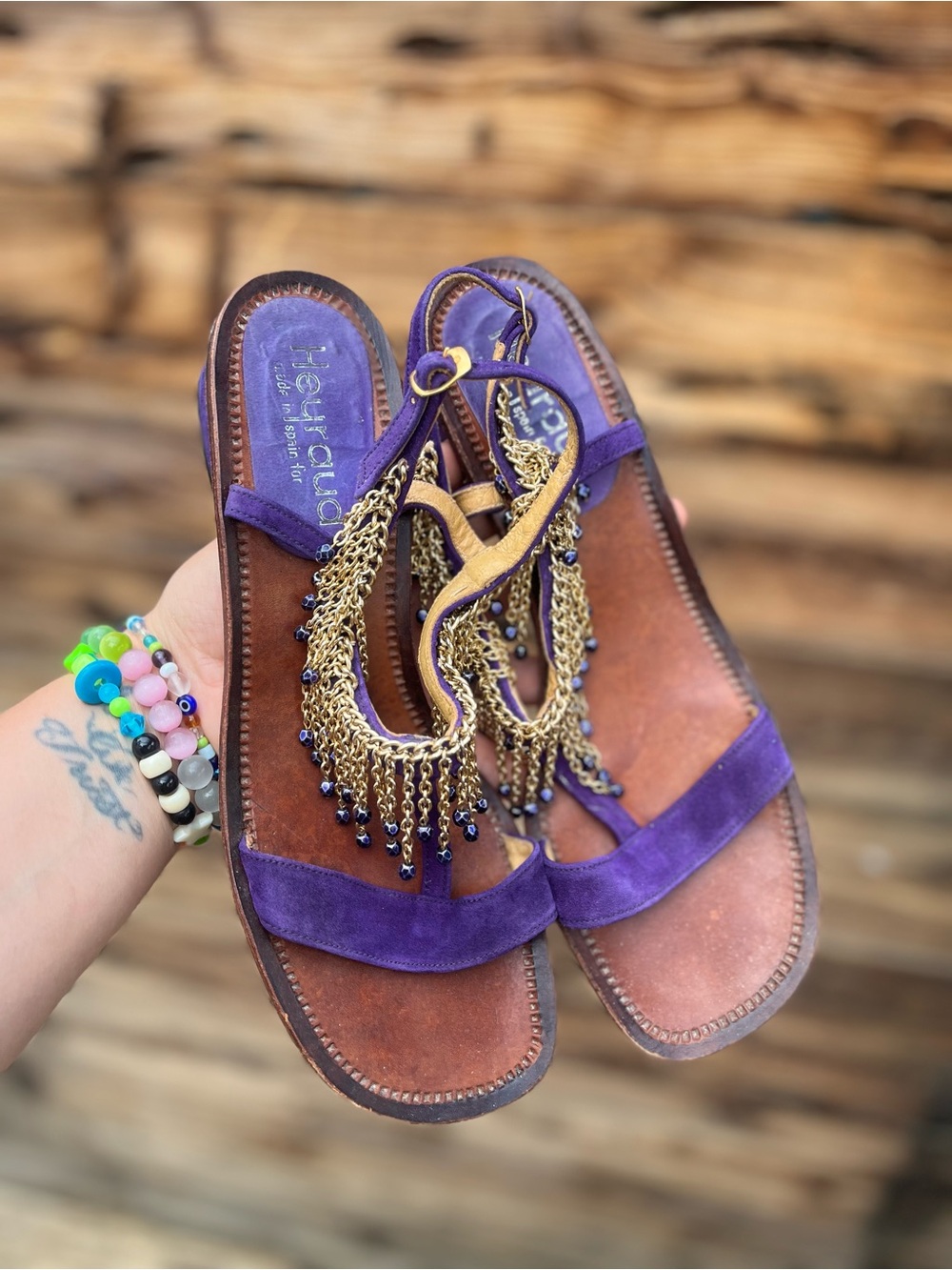 HEYRAUD | Vintage 90s Y2K Purple Suede Heels Sandals 9.5-10